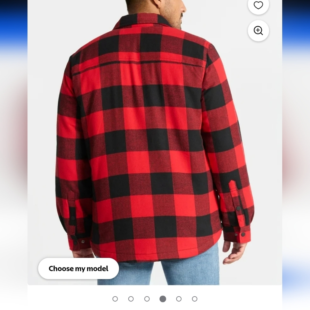 George Men's New Red and Black Checkered Shirt Jacket Long Sleeves Sz XL - Picture 4 of 16